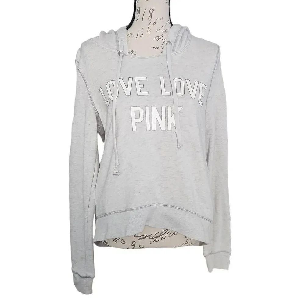 Pink Victoria's Secret Women's Size Small Gray Love Love Pink Sweatshirt